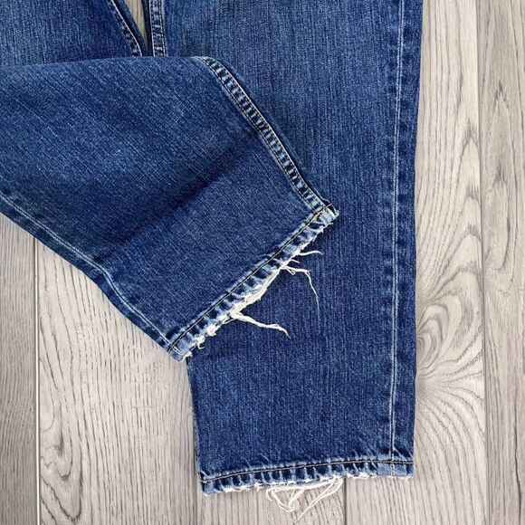 Zara Women Size 32 Distressed High Rise Cotton Straight Fit Denim NEW Jeans Boho - Picture 4 of 11